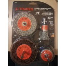 TRUPER Juego 4 Escobillas Taladro 1/4
